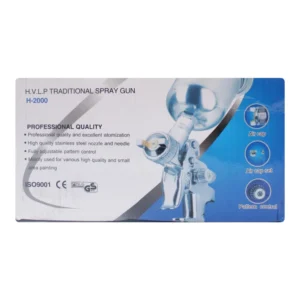 فرد رش دهان هوائي احترافي HVLP - موديل H-2000 (خزان علوي | فوهة وإبرة ستانلس ستيل | تحكم كامل بنمط الرش) - Image 3