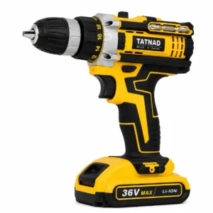 مثقب مطرقي لاسلكي بفحمات (Cordless Hammer Drill) - ماركة TATNAD (36 فولط | 2 أمبير | 10 مم)